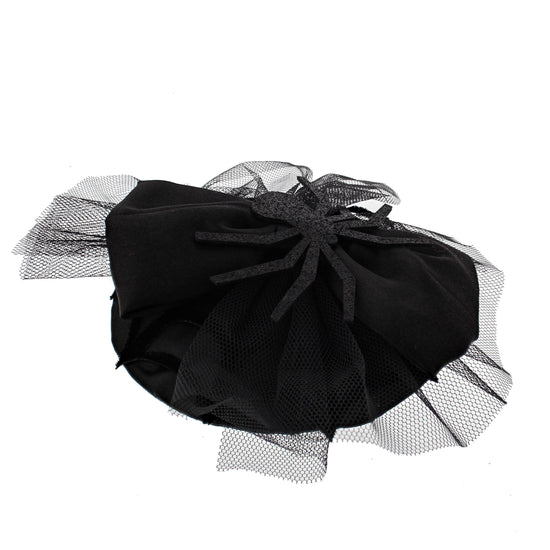 Glitter Spider Fascinator with Lace & Satin Bow