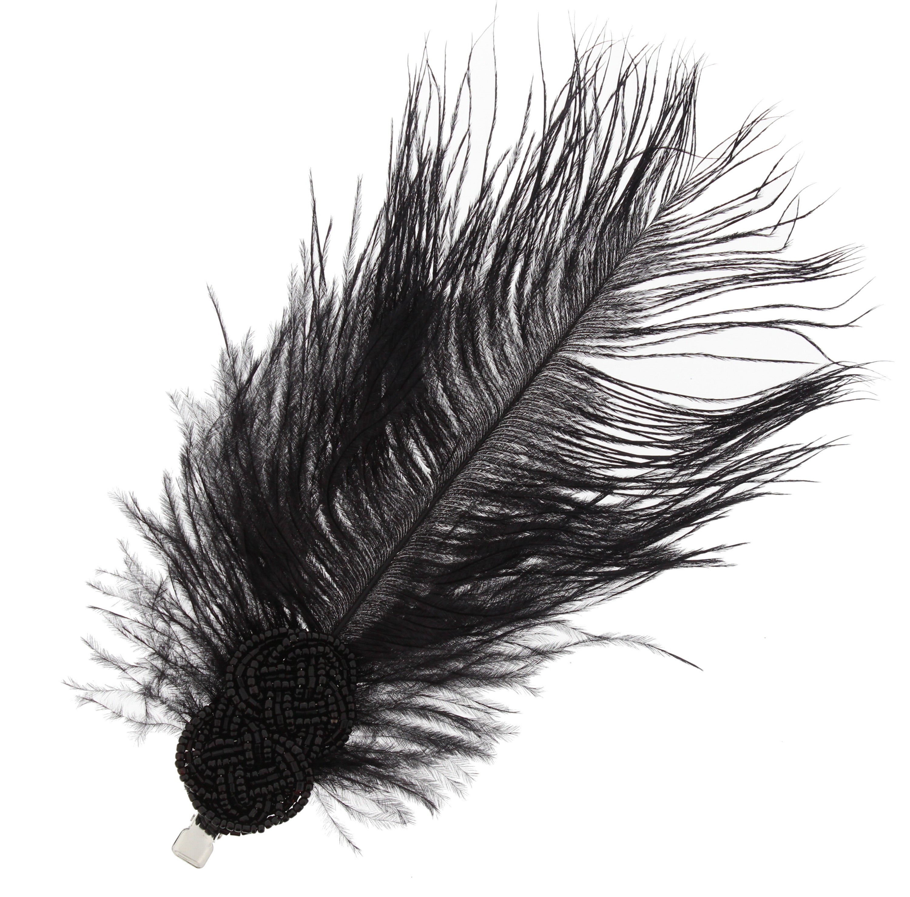 Feather Fascinator with Black Pearl Beaded