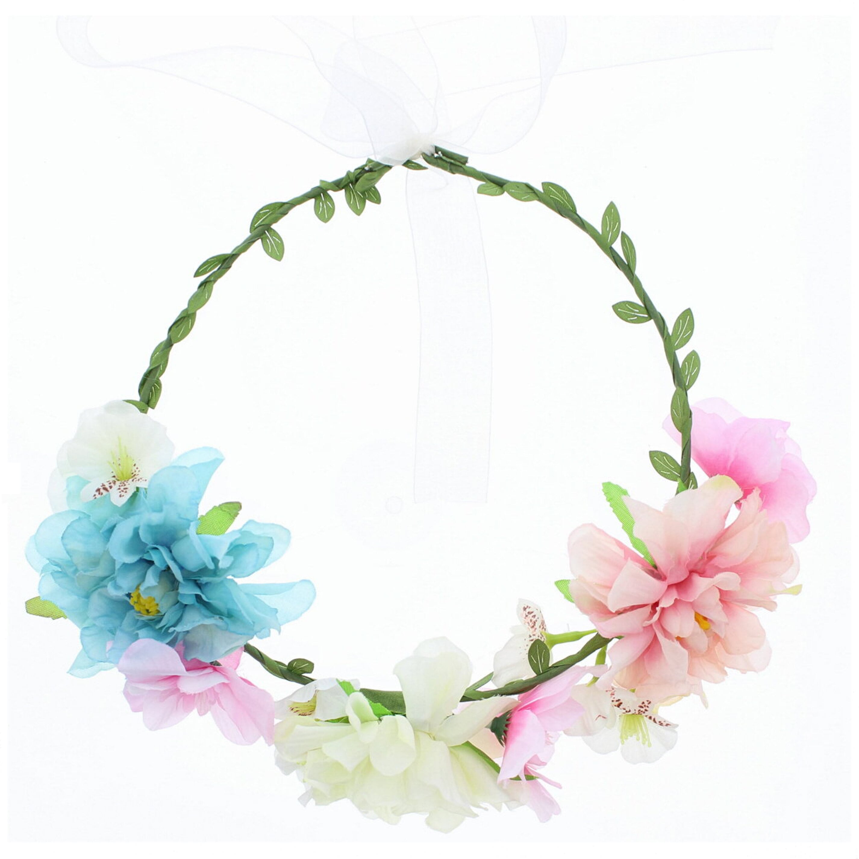 Pastel Flowers Crown Hair Wreath Garland