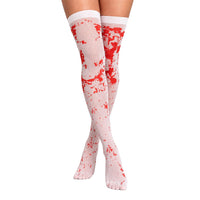 White Blood Splatter Thigh High Stockings