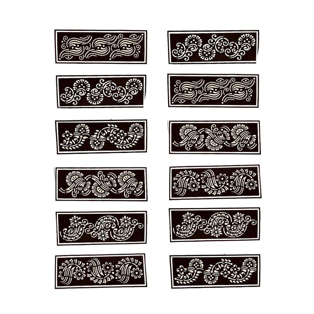 Set of 12 Henna Paste Stencils - Design 3