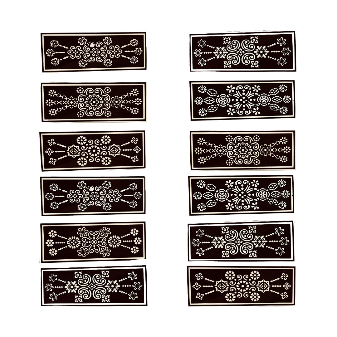 Set of 12 Henna Paste Stencils - Design 4