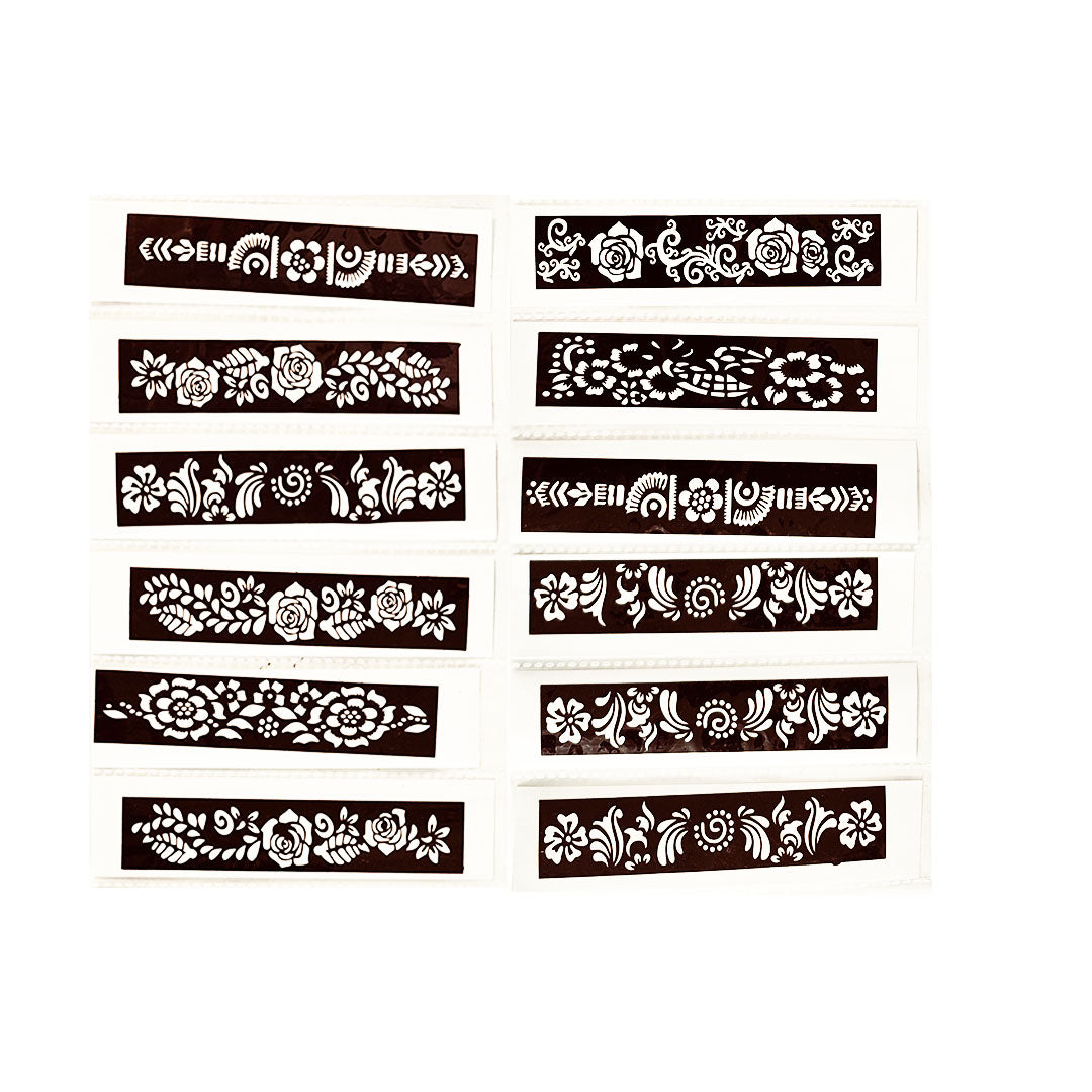Set of 12 Henna Paste Stencils - Design 5