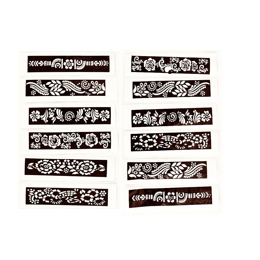 Set of 12 Henna Paste Stencils - Design 6