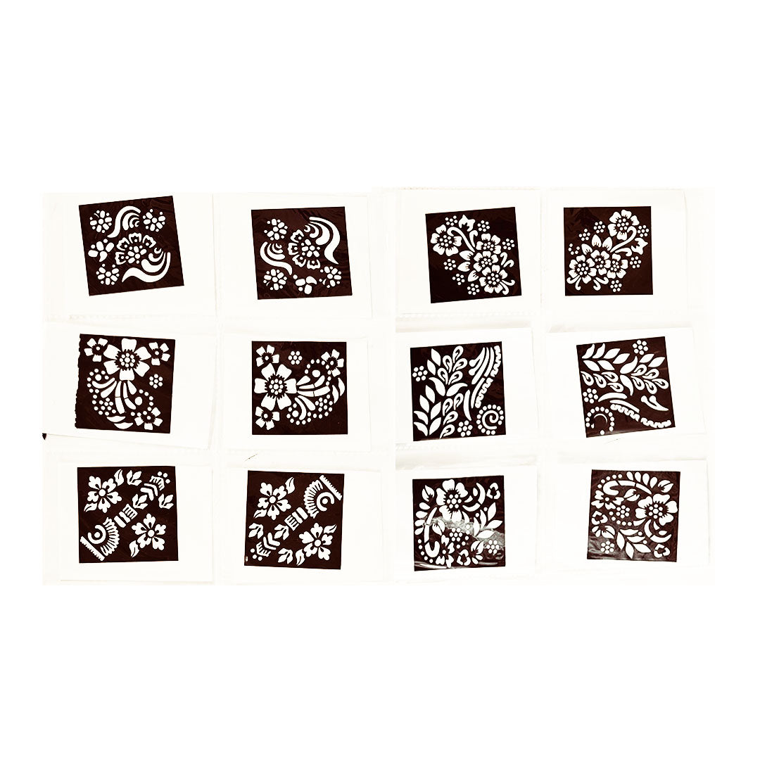 Set of 12 Henna Paste Stencils - Design 7