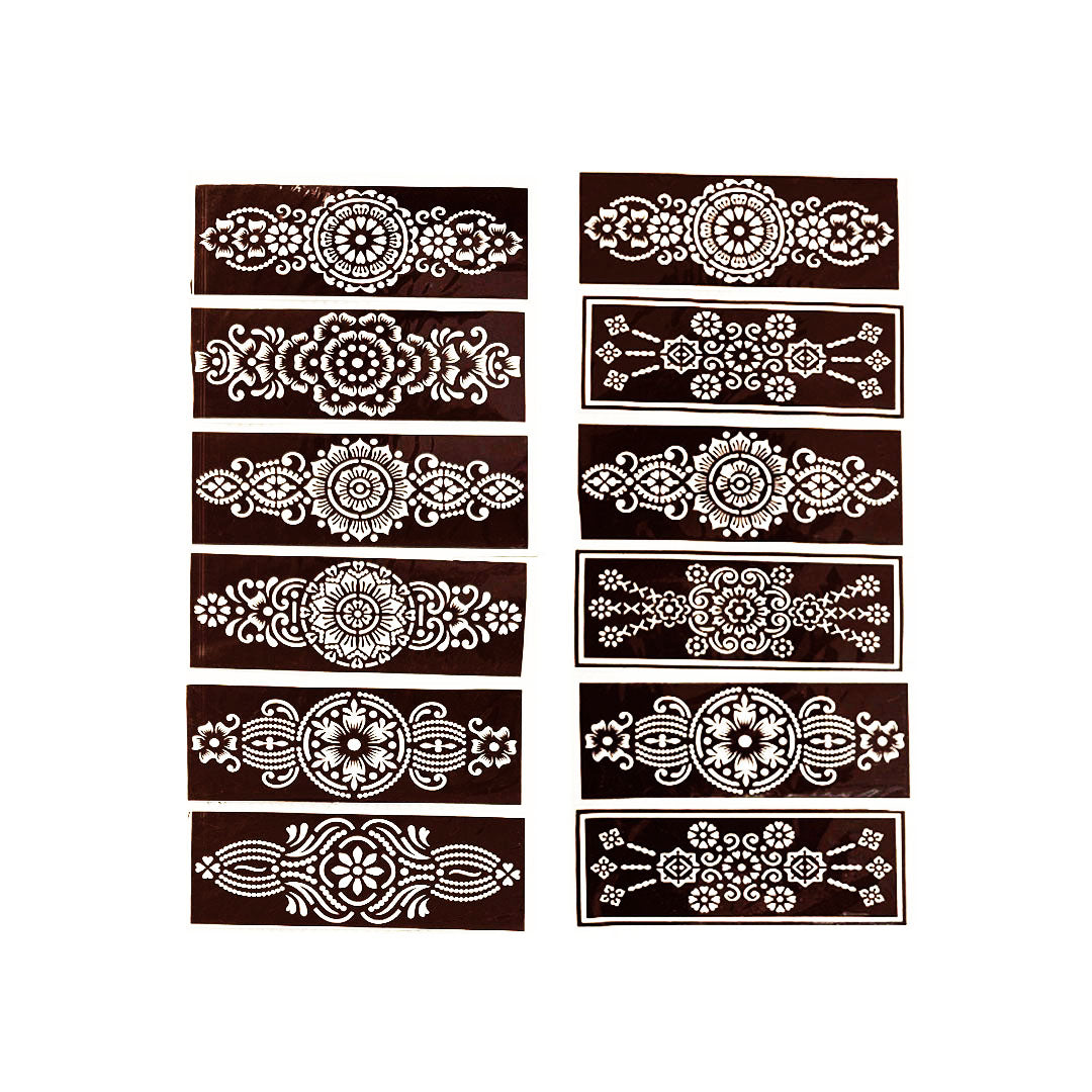 Set of 12 Henna Paste Stencils - Design 11