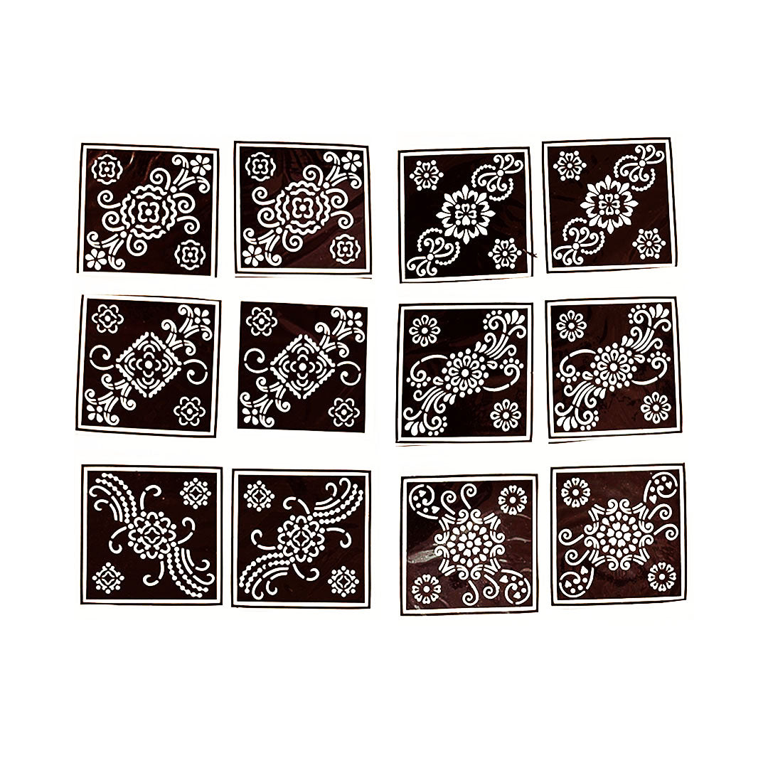 Set of 12 Henna Paste Stencils - Design 9