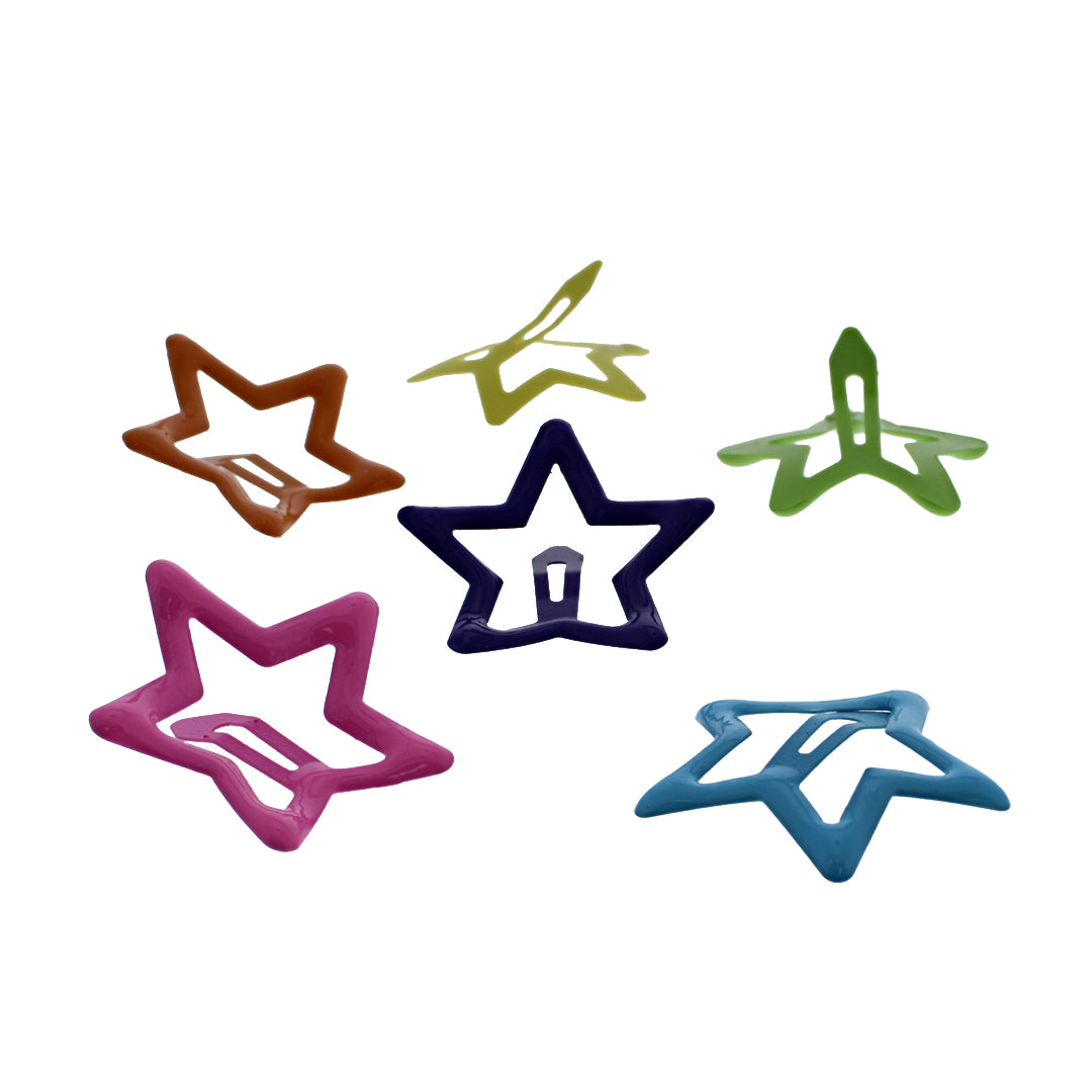 Set of 6 Cute Colorful Star Hair Clip Set