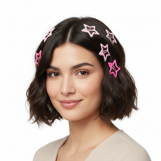 Set of 6 Cute Colorful Star Hair Clip Set