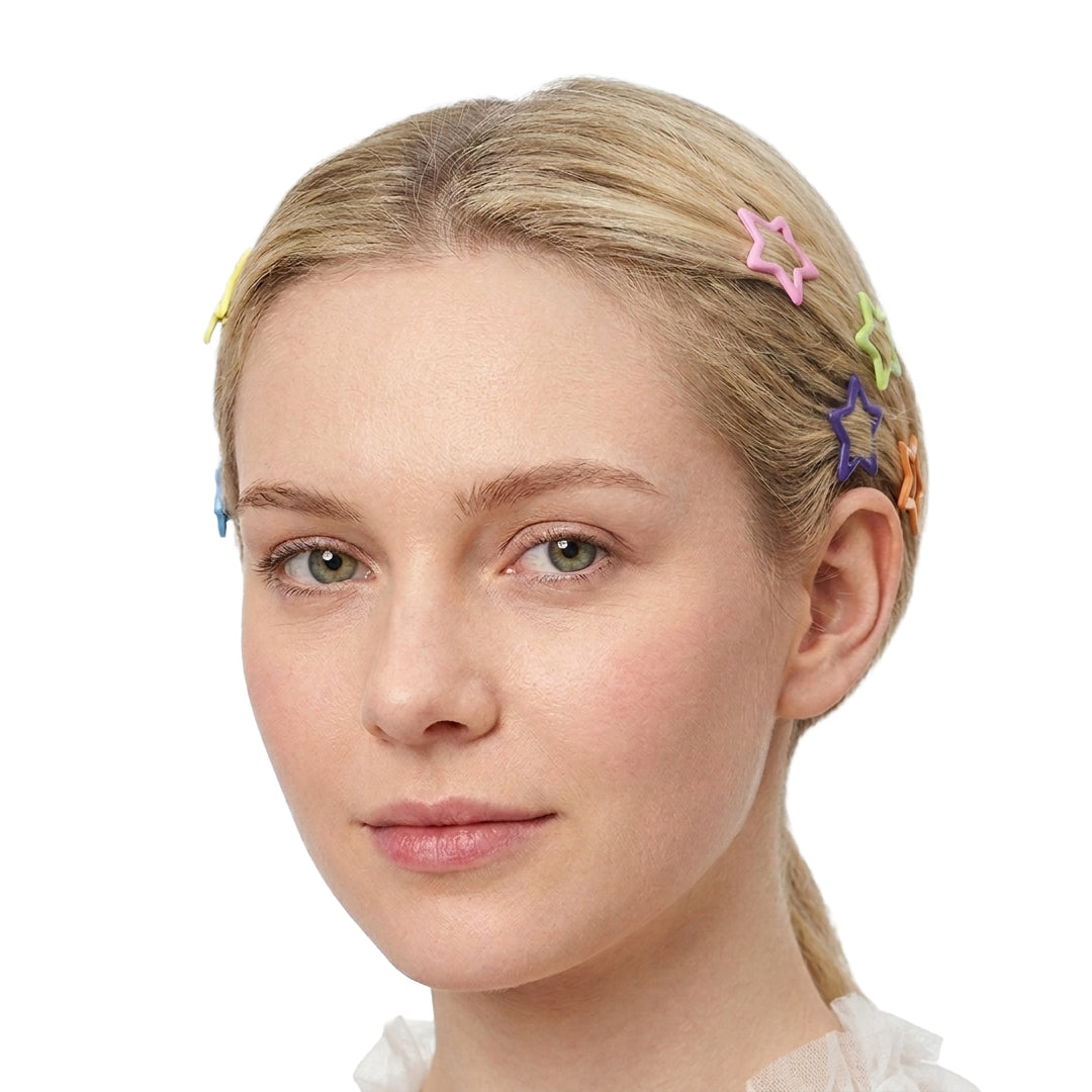 Set of 6 Cute Colorful Star Hair Clip Set