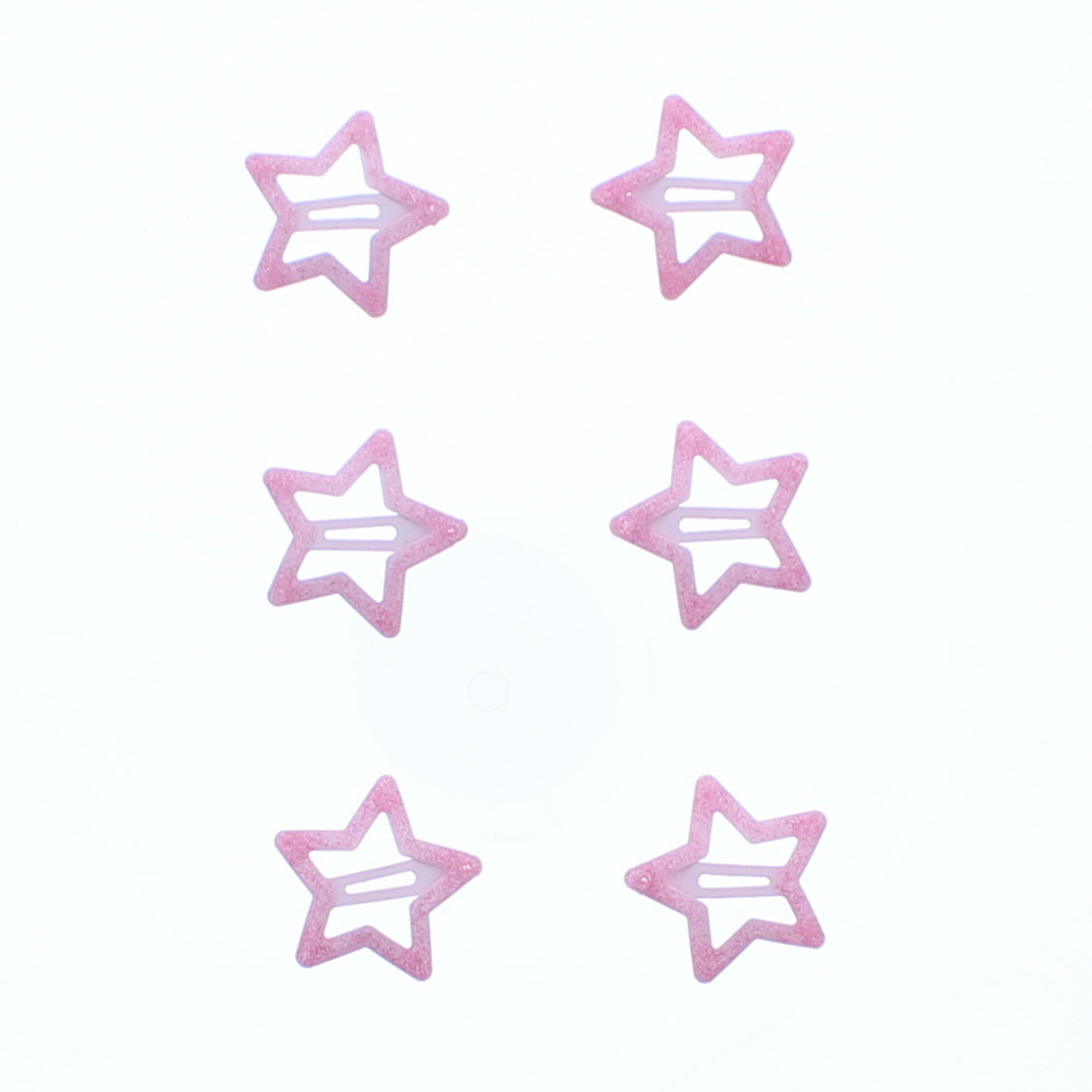Set of 6 Glitter Colorful Star &  3cm Hair Snapclip