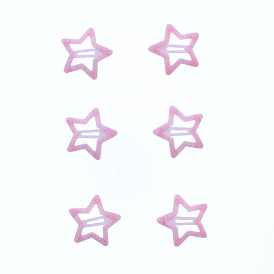 Set of 6 Glitter Colorful Star Hair Snapclips
