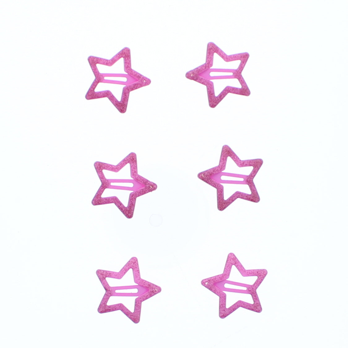 Set of 6 Glitter Colorful Star &  3cm Hair Snapclip