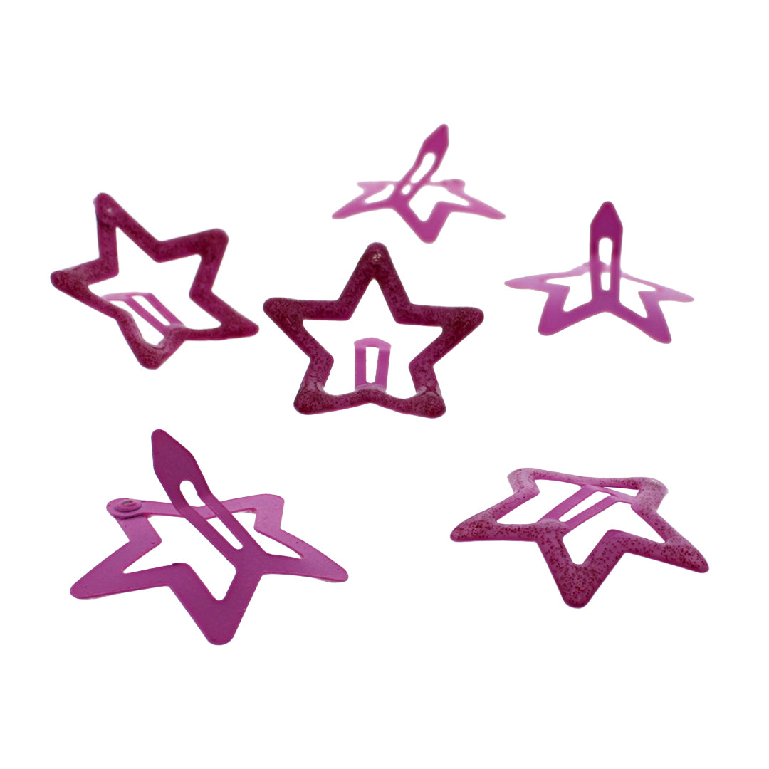 Set of 6 Glitter Colorful Star Hair Snapclips