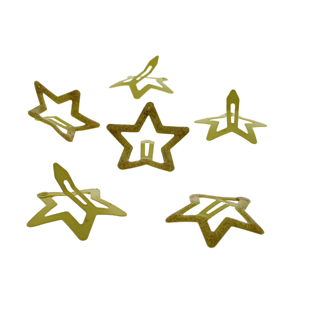Set of 6 Glitter Colorful Star Hair Snapclips
