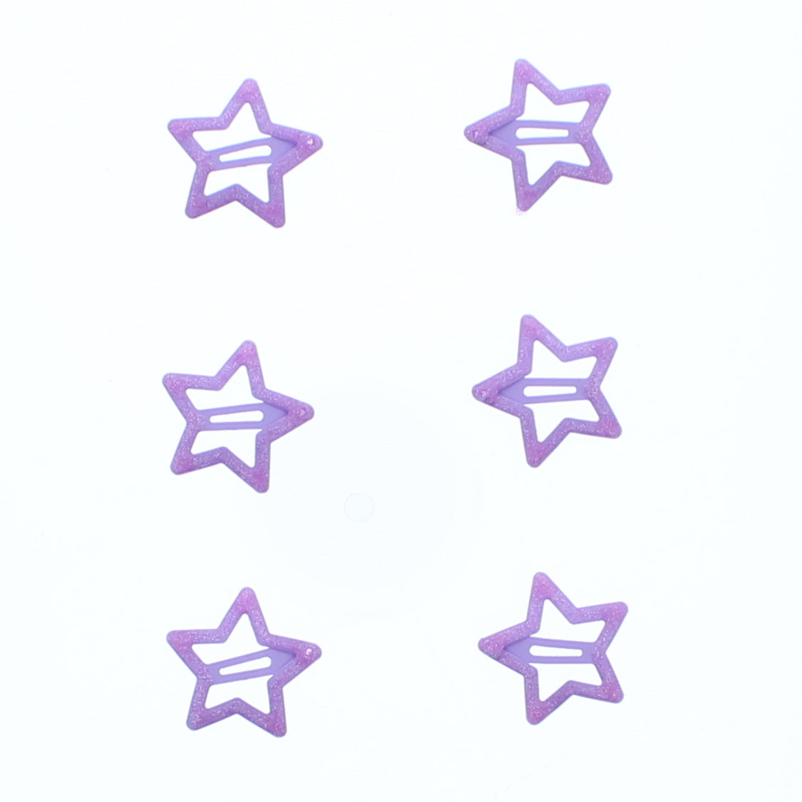 Set of 6 Glitter Colorful Star &  3cm Hair Snapclip
