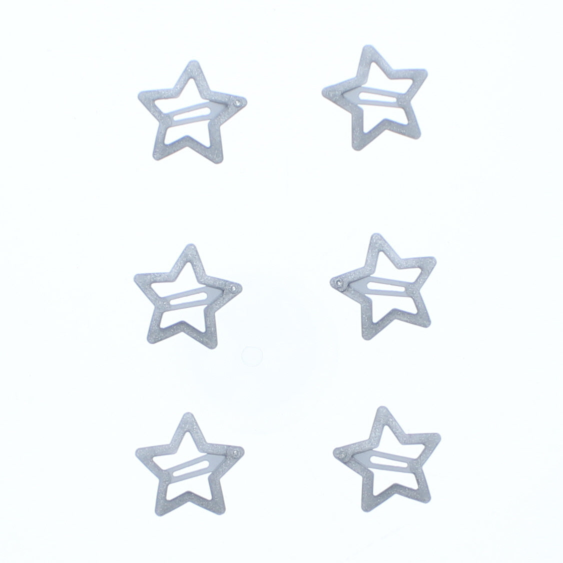 Set of 6 Glitter Colorful Star &  3cm Hair Snapclip