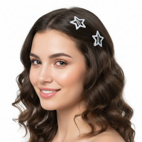 Six silver metal star-shaped hair claw clips arranged in a grid on a plain white background.