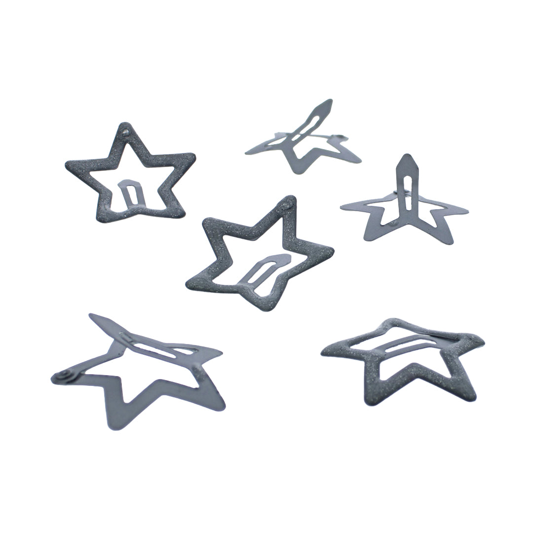 Set of 6 Glitter Colorful Star Hair Snapclips