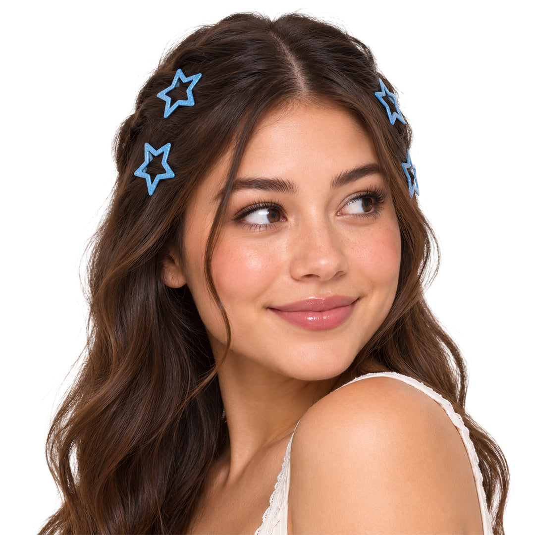Set of 6 Glitter Colorful Star Hair Snapclips