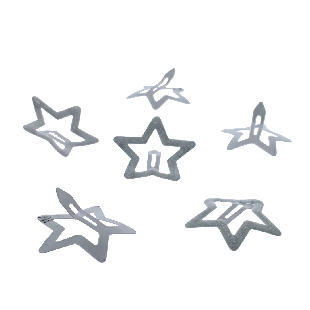 Set of 6 Glitter Colorful Star Hair Snapclips