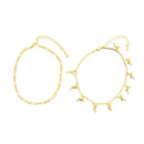 Set of 2 Gold Dolphin & Plain Anklets