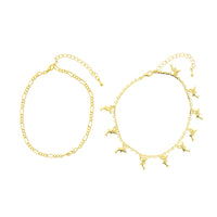 Set of 2 Gold Dolphin & Plain Anklets