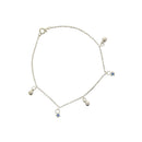 Assorted Stone Silver Star & Ball Chain Anklet