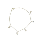 Silver Star & Ball Chain Anklet