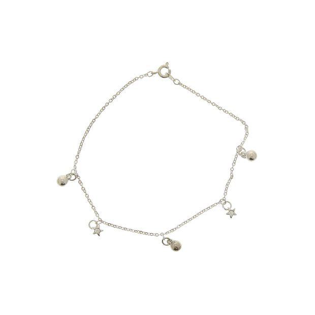 Silver Star & Ball Chain Anklet