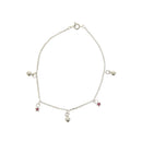 Assorted Stone Silver Star & Ball Chain Anklet