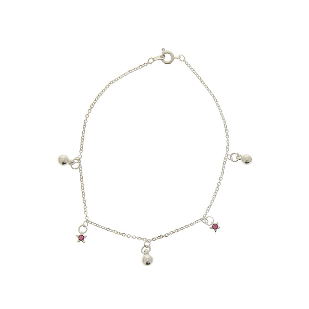 Silver Star & Ball Chain Anklet