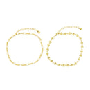 Set of 2 Gold Figaro Chain & Butterfly Anklets