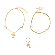 Set of 2 Dolphin & Plain Anklets