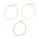 Set of 3 Gold Rope Figaro Chain Anklets