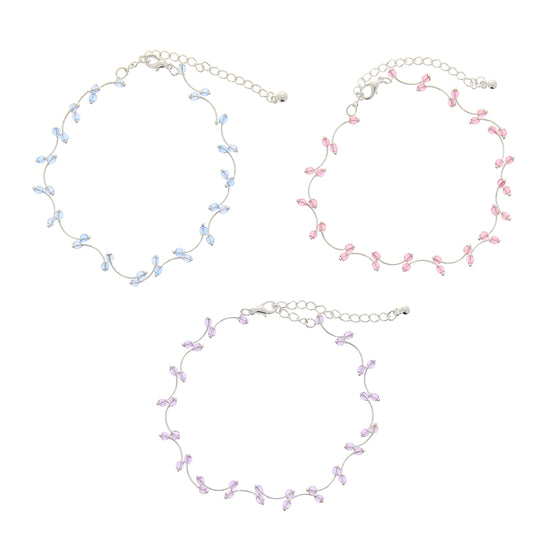 Silver Anklet with Coloured Beads