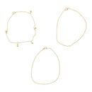 Set of 3 Beaded & Plain Anklets