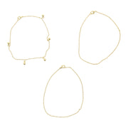 Set of 3 Beaded & Plain Anklets