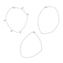 Set of 3 Beaded & Plain Anklets