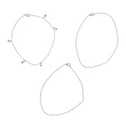 Set of 3 Beaded & Plain Anklets