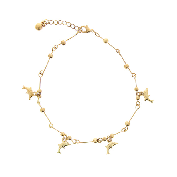 Gold Dolphin Charm Anklet