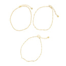 Set of 3 Gold Figaro, Twisted & Beach Anklets