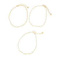 Set of 3 Gold Figaro, Twisted & Beach Anklets