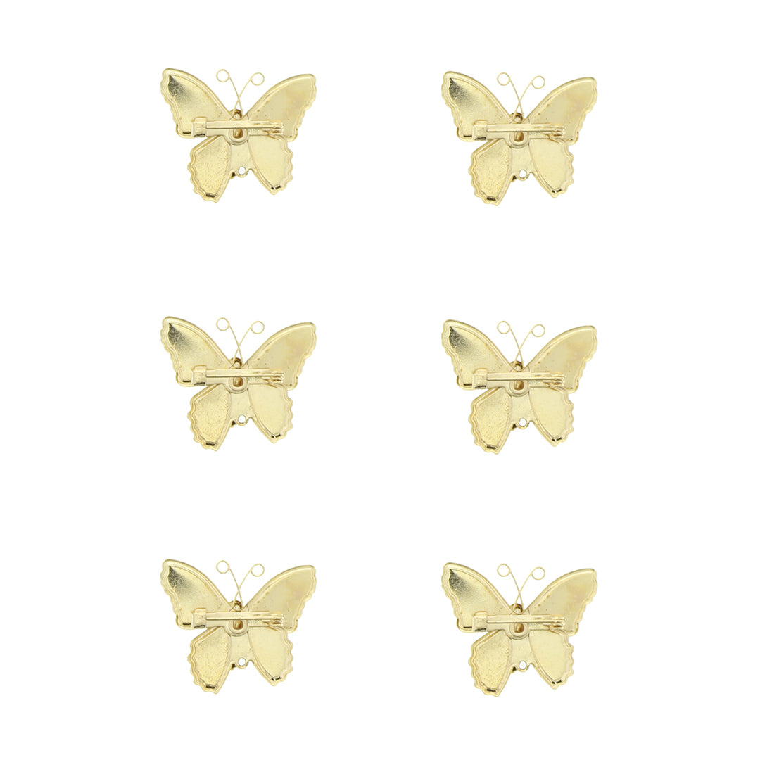 Set of 6 Assorted Metallic Colorful Butterfly Brooch Pin