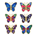 Set of 6 Assorted Metallic Colorful Butterfly Brooch Pin