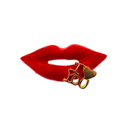 Red Lips Brooch with I LOVE YOU Piercing