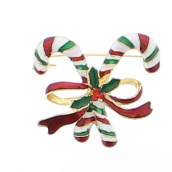 Candy Cane Christmas Brooch