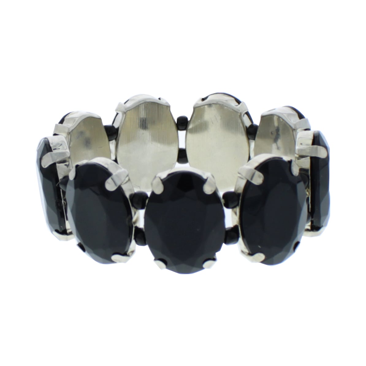 Oval Diamante Jet Black Stone Crystal Bracelet