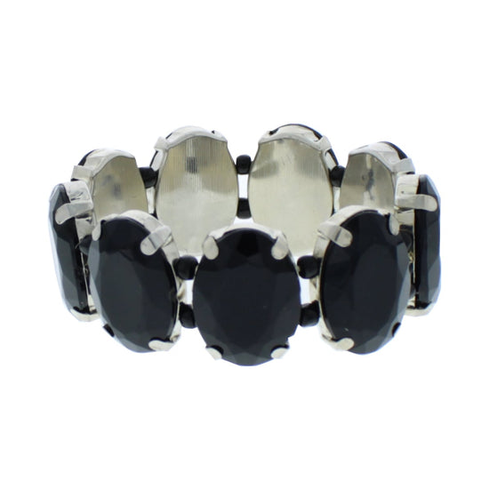 Oval Diamante Jet Black Stone Crystal Bracelet