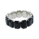 Jet Black Rectangular Diamante Stone Crystal Encrusted Bracelet